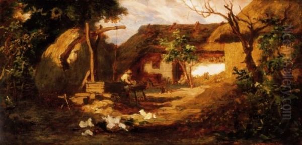 Garden In Szada Oil Painting by Bertalan Szekely Von Adamos