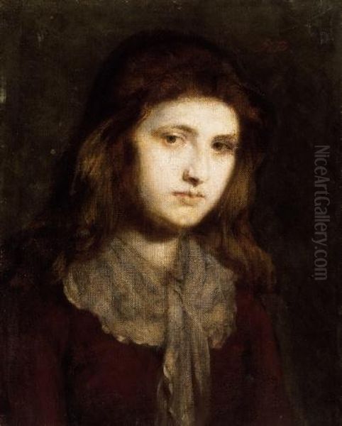 Female Portrait Oil Painting by Bertalan Szekely Von Adamos