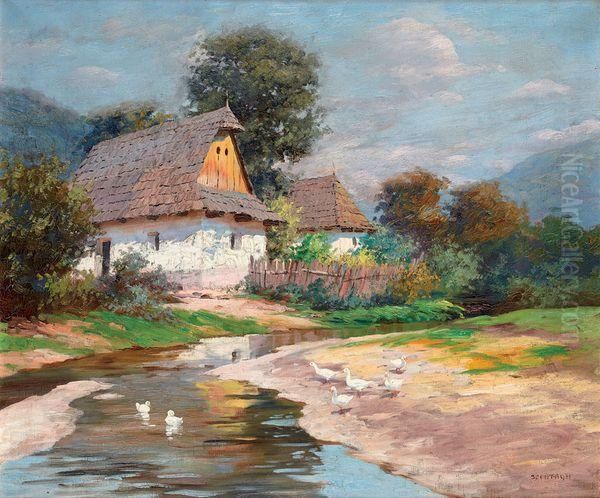 La Mare Aux Canards Oil Painting by Tibor Szontagh