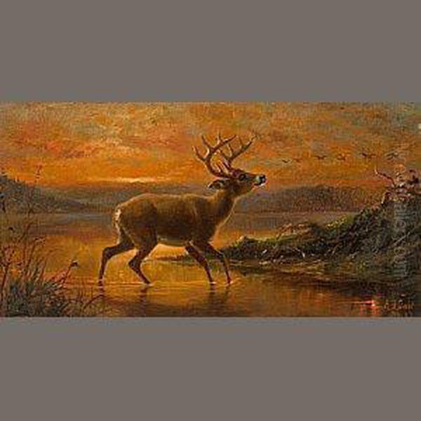 Ten Point Buck At Evening Twilight Oil Painting by Arthur Fitzwilliam Tait