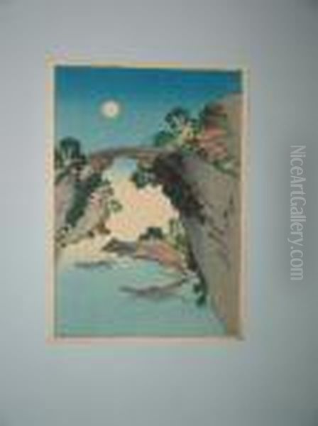 Le Pont Des Singes Oil Painting by Katsushika Ii Taito