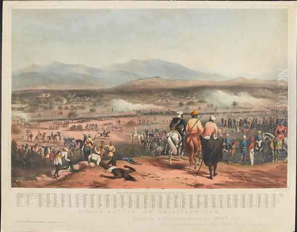 Battle of Chillianwallah on the 13th of January, 1849 Oil Painting by Charles Becher Young