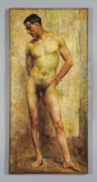 Nudo Maschile Oil Painting by Cesare Tallone