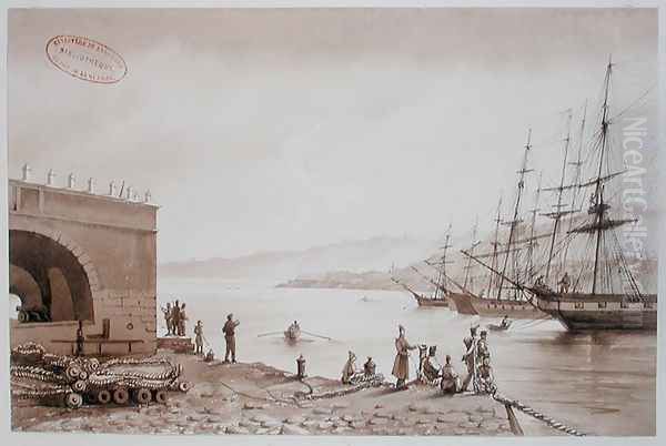 View of Fort Bab Azoun from the Port, Algiers, c.1830-31 Oil Painting by Yung