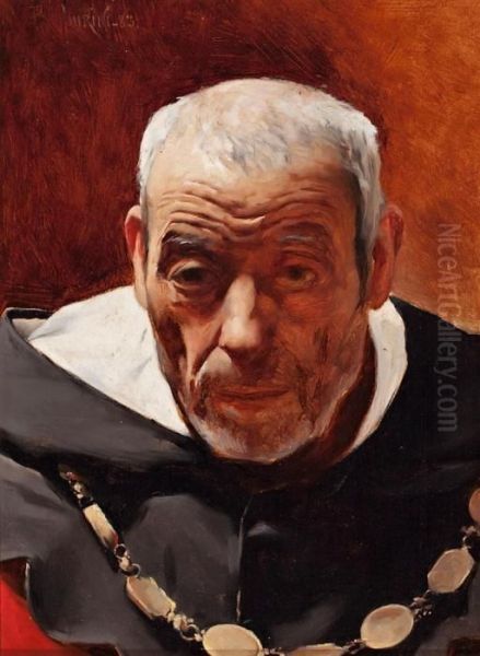 Fraile Dominico Oil Painting by Jose Maria Tamburini Y Dalmau