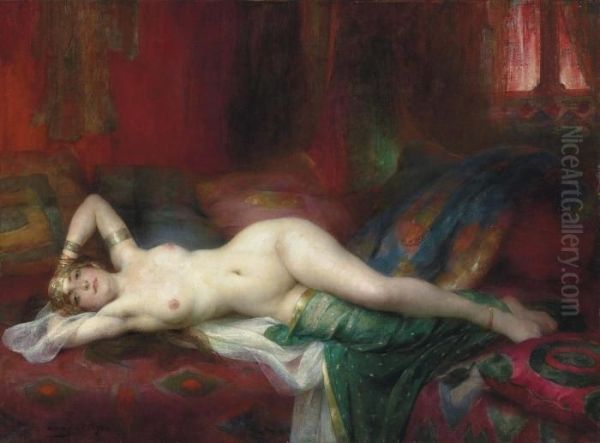 Odalisque Oil Painting by Henri Adriene Tanoux