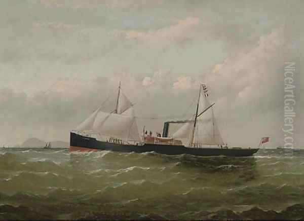 The steamer Francon approaching the South Stack Lighthouse Oil Painting by William H. Yorke