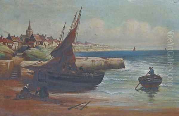 Mending the nets on the Scottish coast Oil Painting by Alexander Young