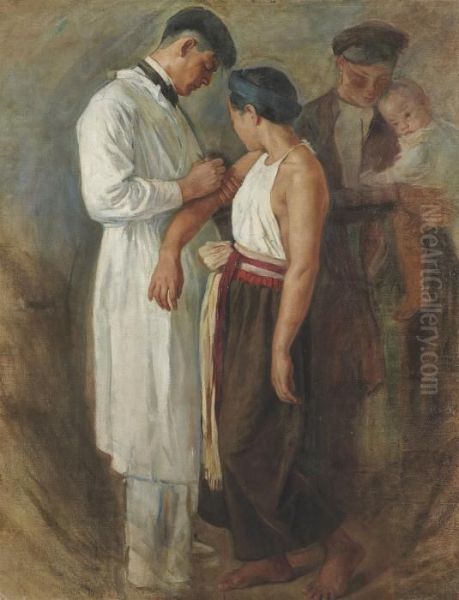 La Vaccination Oil Painting by Victor Tardieu