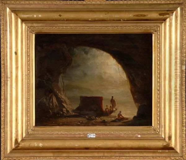 Les Baigneuses A La Grotte Oil Painting by Paul Tavernier