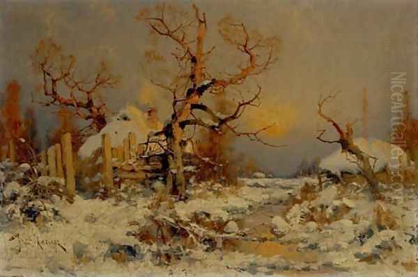 Winter Landscape Oil Painting by Yulii Yulevich (Julius)