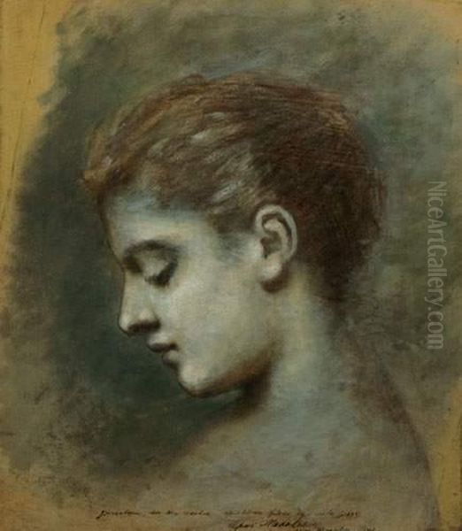 Portrait De Femme De Profil Oil Painting by Theodore Tchoumakoff