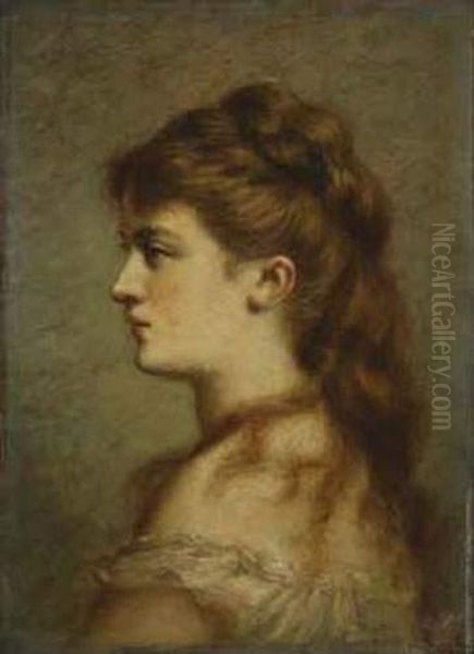 Jeune Beaute De Profil Oil Painting by Theodore Tchoumakoff