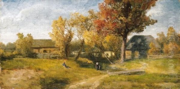 In The Grange Oil Painting by Karoly Telepy