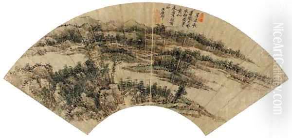 Water Village, in the Style of Huang Gongwang (1269-1354) Oil Painting by Wang Yuanqi