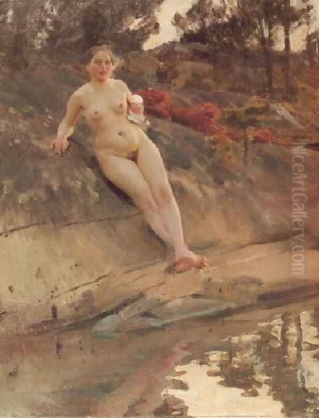 Solbadande flicka (Sunbathing girl) Oil Painting by Anders Zorn