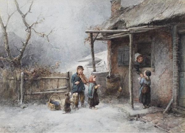 The Little Entertainers Oil Painting by Jan Mari Henri Ten Kate