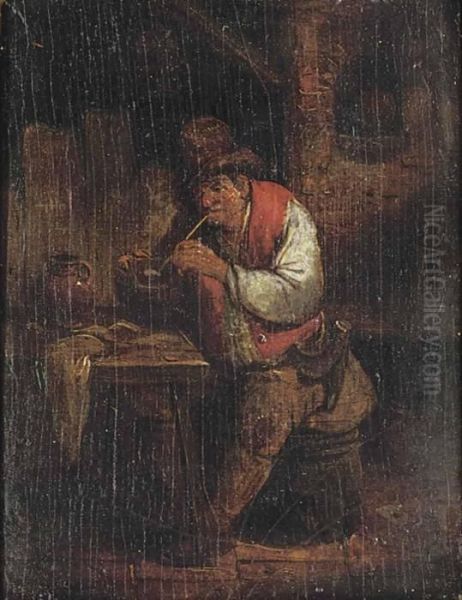 A Good Smoke Oil Painting by David The Younger Teniers