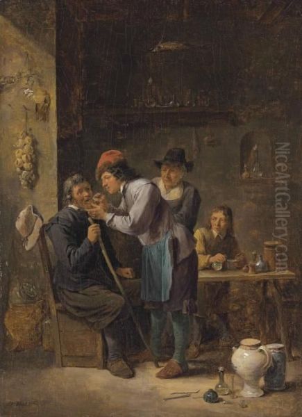 A Dentist Pulling A Tooth Oil Painting by David The Younger Teniers