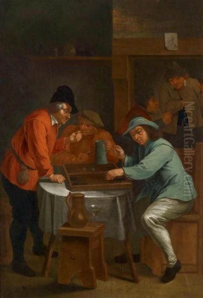 Two Tavern Scenes Oil Painting by David The Younger Teniers