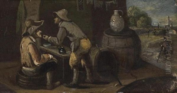 Two Scenes With Carousing Peasants Oil Painting by David The Younger Teniers