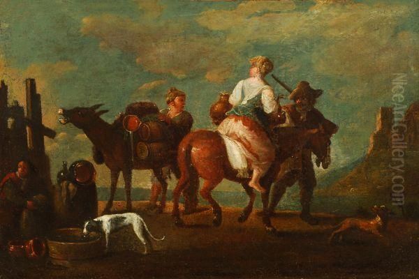 Travellers Resting Oil Painting by David The Younger Teniers