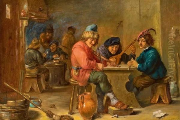 Bar Interior Oil Painting by David The Younger Teniers