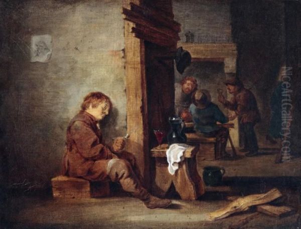 Interior Of A Tavern With Figures Oil Painting by David The Younger Teniers