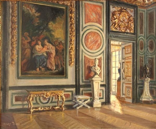 La Salle Des Gardes, Palais De Versailles Oil Painting by Charles Henry Tenre