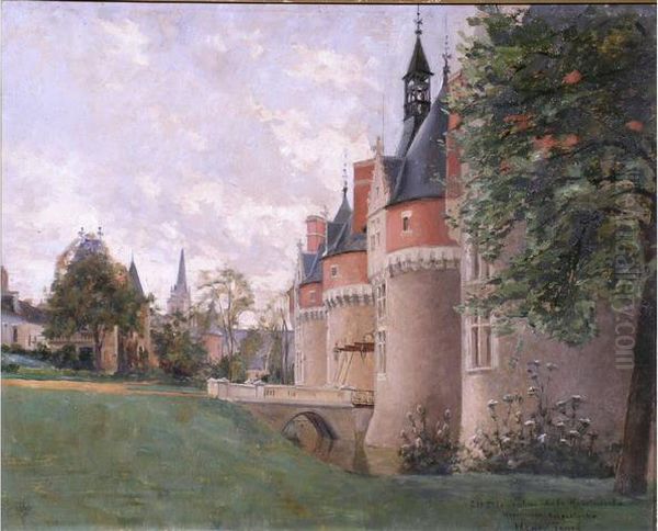 Vue Du Chateau De La Rochefoucault Oil Painting by Charles Henry Tenre