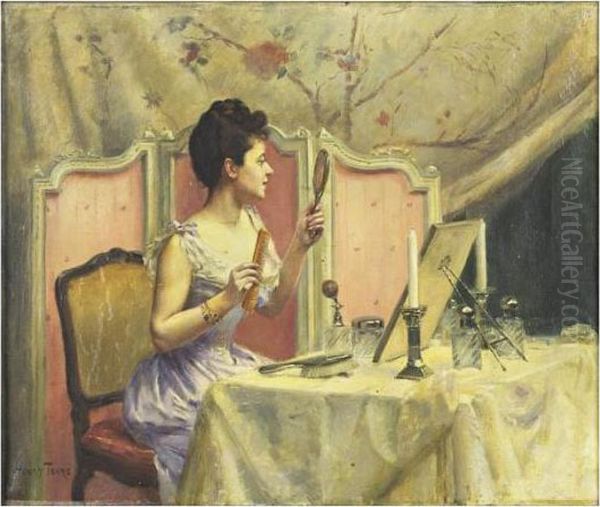 Jeune Femme A Sa Toilette Oil Painting by Charles Henry Tenre