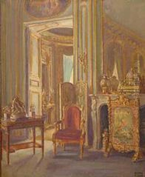 Petit Salon, Louis Xvi, Dans Un Hotel Particulier, A Paris Oil Painting by Charles Henry Tenre