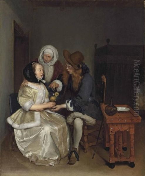 The Glass Of Lemonade Oil Painting by Gerard Terborch