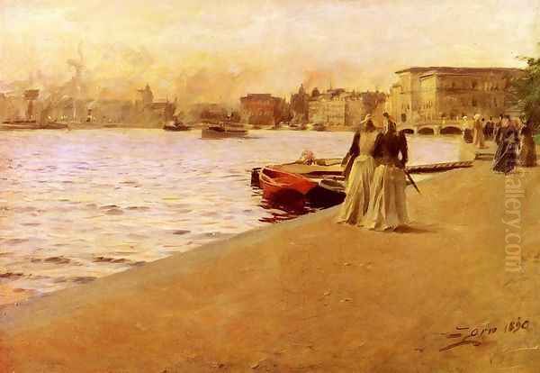 Utsikt Fran Skeppsholmskajen Oil Painting by Anders Zorn