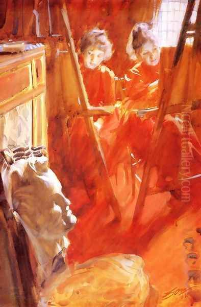 Les Demoiselles Schwartz Oil Painting by Anders Zorn