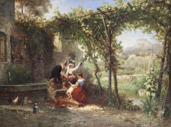 Paesaggio Con Figure Oil Painting by Pierre-Henri-Theodore Tetar van Elven