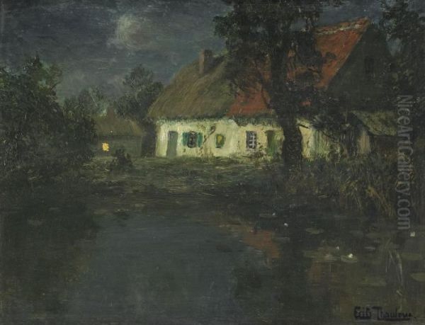 Clair De Lune Oil Painting by Fritz Thaulow