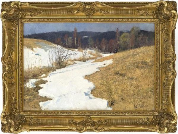 March Day Oil Painting by Fritz Thaulow