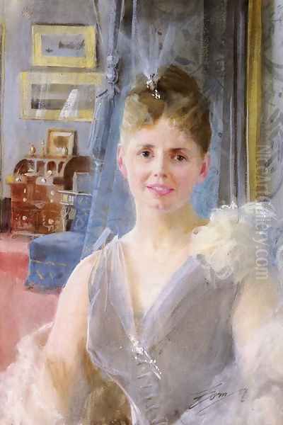 Portrait Of Edith Palgrave Edward In Her London Residence Oil Painting by Anders Zorn