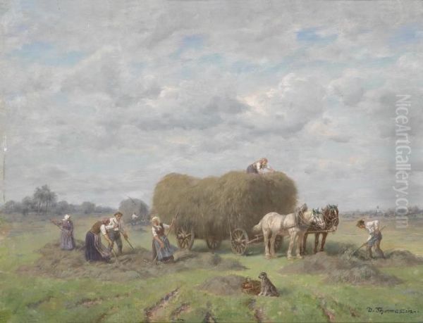 Haymaking In Summer Oil Painting by Desire Tomassin