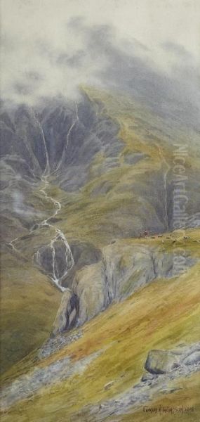 Huntsmen And Hounds In The Lake District Oil Painting by Edward H. Thompson