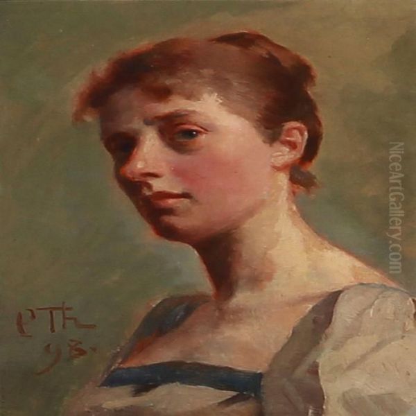 Portrait Of A Woman Oil Painting by Carl Christian Thomsen