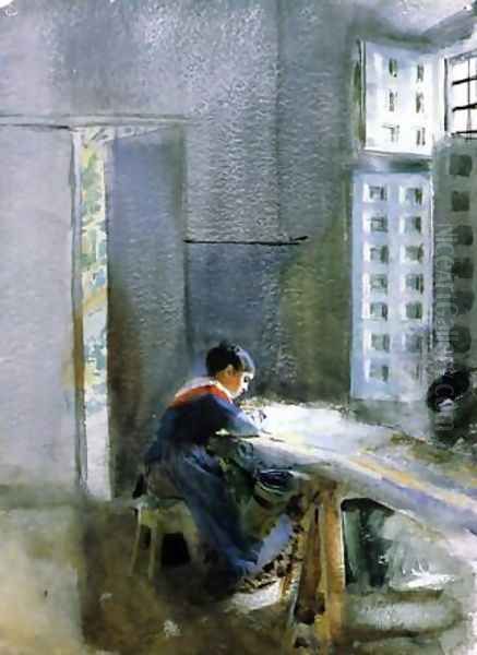 Wallpaper Factory Oil Painting by Anders Zorn