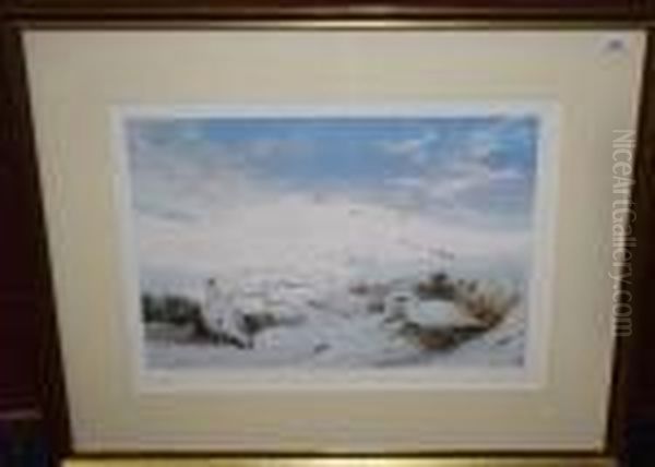 Winter Ptarmigan Oil Painting by Archibald Thorburn