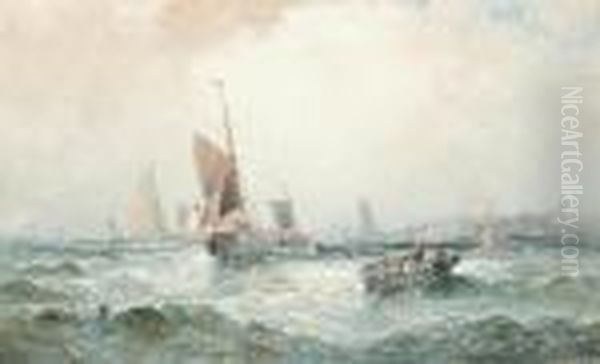 Congested Waters In The Channel Oil Painting by William A. Thornley Or Thornber