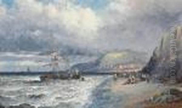 After The Gale, Scarborough Oil Painting by William A. Thornley Or Thornber