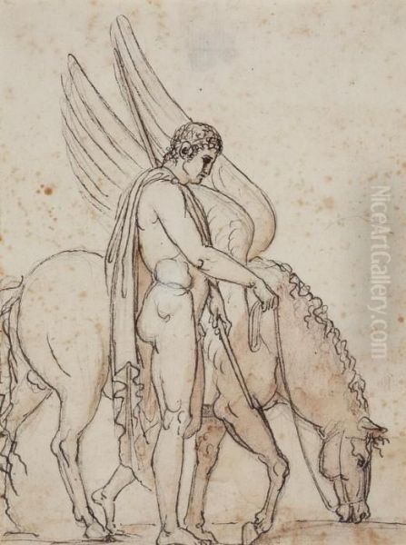 Bellerophon Und Pegasus Oil Painting by Bertel Thorvaldsen