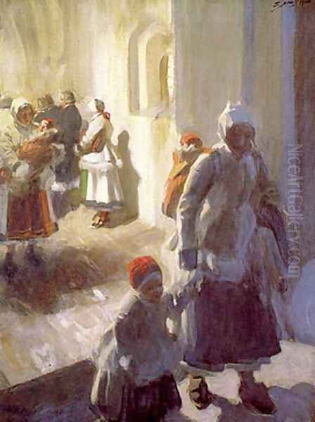 Christmas Morning Service Oil Painting by Anders Zorn