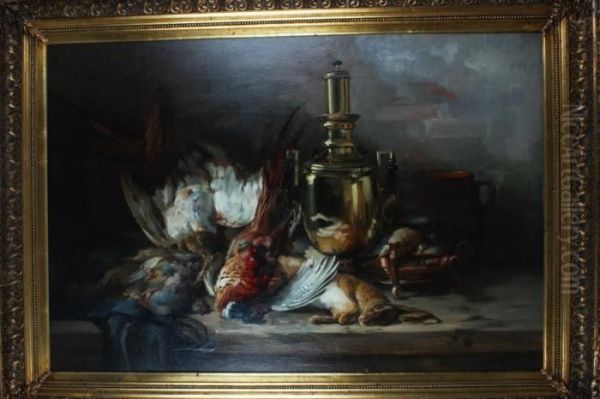 Jagdliches Stillleben Mit Samowar Oil Painting by Gabriel Edouard Thurner