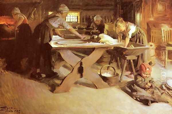 Brodbaket Oil Painting by Anders Zorn